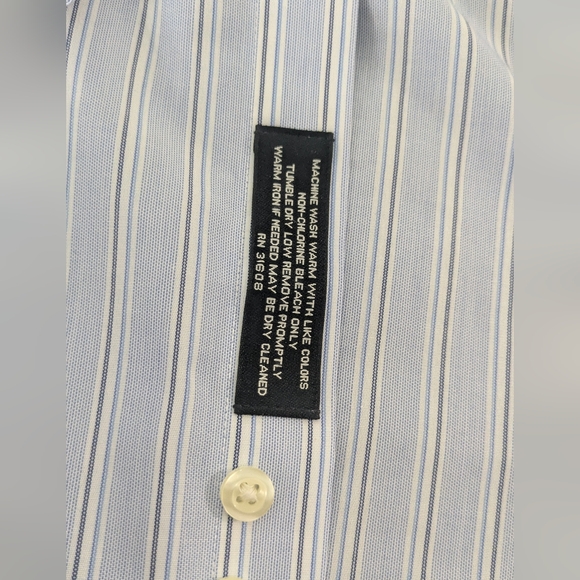 Jos. A. Bank Mens Light Blue Striped Cotton Long Sleeve Buttons Up Shirt Size 34 - Picture 4 of 6